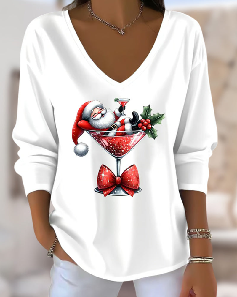 Santa Cocktail V-Neck Top