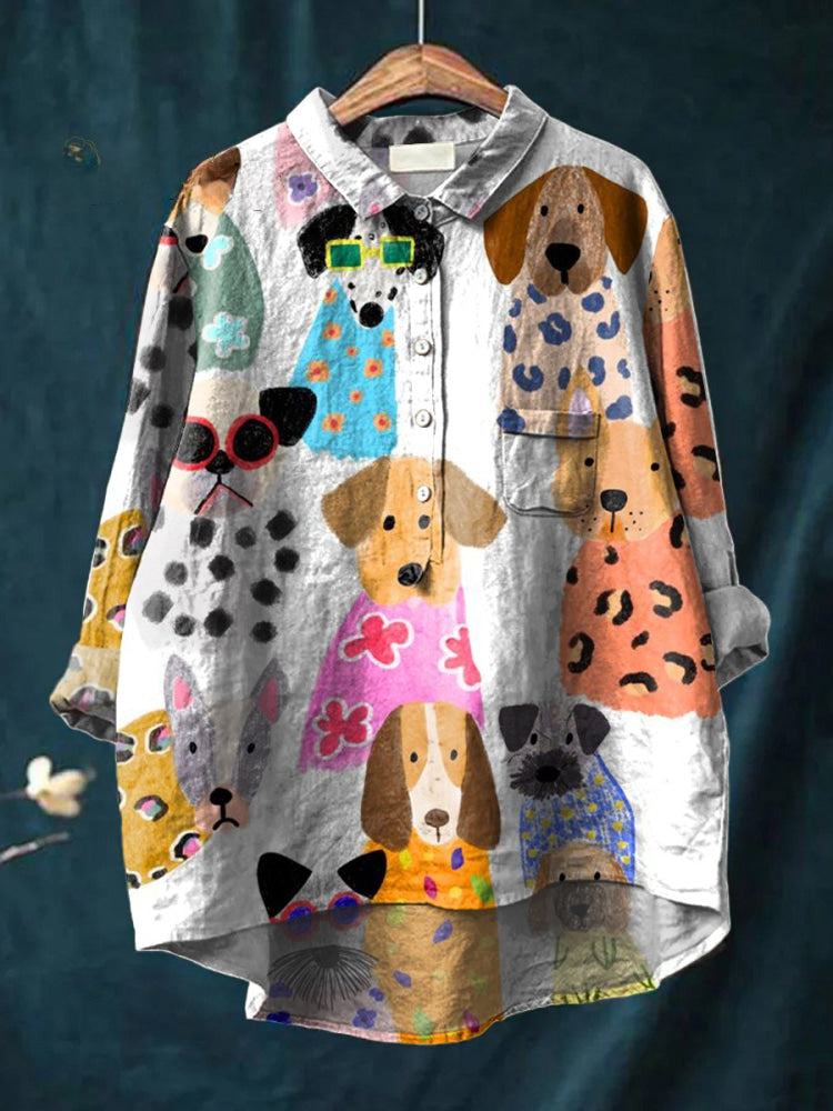 Sandra | Pawsitive Dog Print Shirt