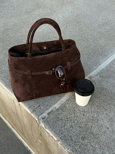 Ria Suede Bag - Dark Brown