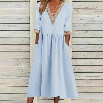 Olivia | Lace Collar Mid-Length Dress